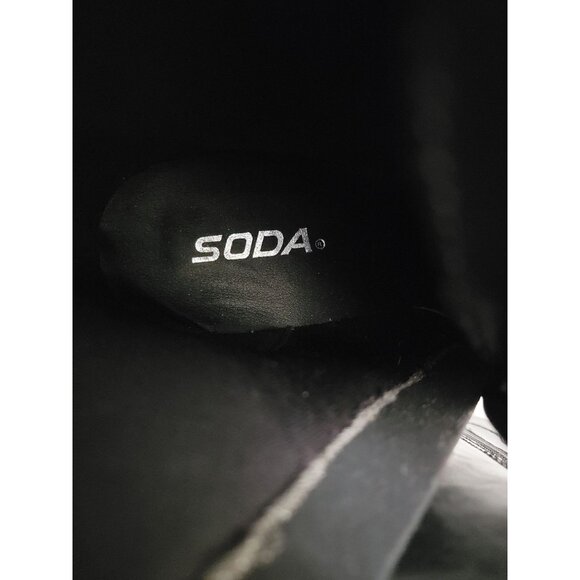 SODA Malia Black Faux Leather Chunky Heel Combat Boots w/ Side Zipper Sz 10 - Picture 8 of 8